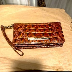 Brahmin Crocodile-Embossed wristlet /pecan color